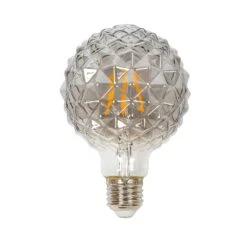 Lucande E27 3,8W LED-Lampe G95, 1800K, Struktur, Smoke