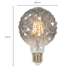 Lucande E27 3,8W LED-Lampe G95, 1800K, Struktur, Smoke -Beleuchtung Rabatte 10001594 4