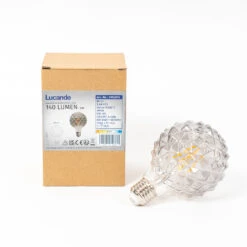 Lucande E27 3,8W LED-Lampe G95, 1800K, Struktur, Smoke -Beleuchtung Rabatte 10001594 5