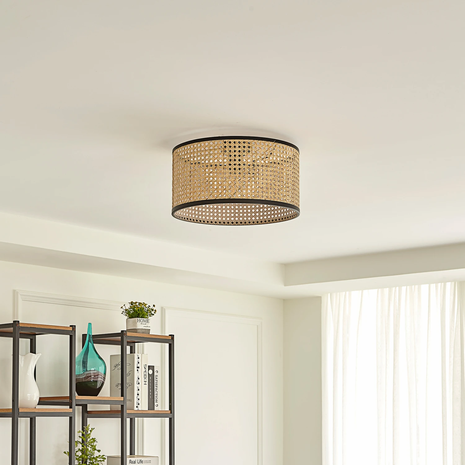 Lindby Yaelle Deckenleuchte Metall Rattan 4 Lindby Yaelle Deckenleuchte Metall Rattan – Bild 2