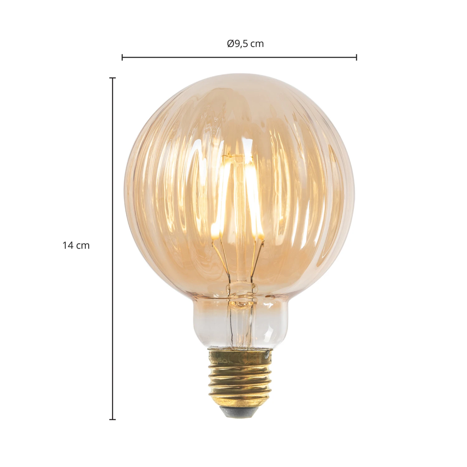 Lucande E27 3,8W LED G95 2700K 340lm Rillen Amber 2er 6 Lucande E27 3,8W LED G95 2700K 340lm Rillen Amber 2er – Bild 4