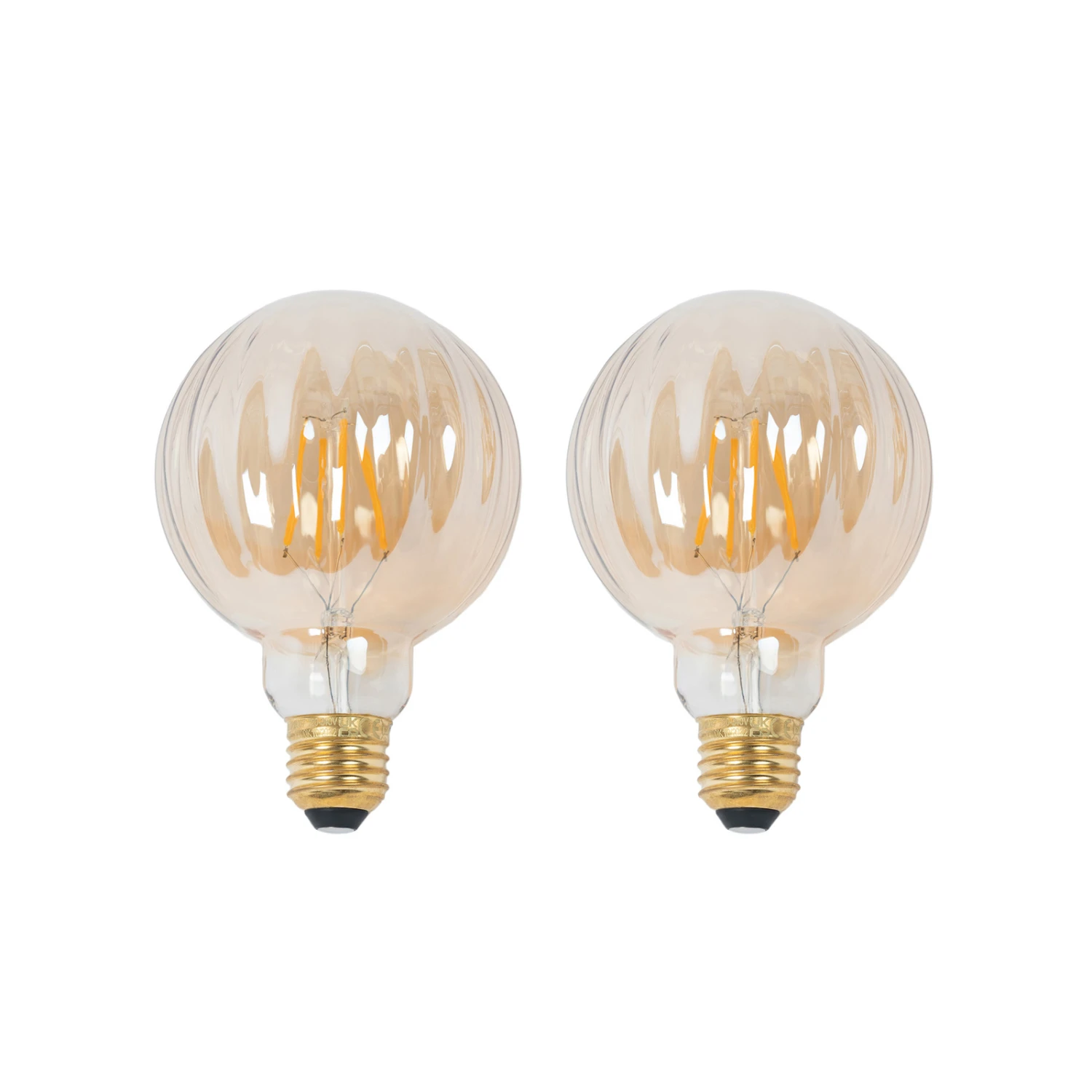 Lucande E27 3,8W LED G95 2700K 340lm Rillen Amber 2er 3 Lucande E27 3,8W LED G95 2700K 340lm Rillen Amber 2er