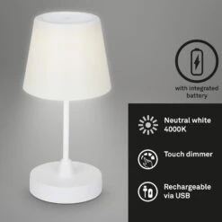 LED-Outdoor-Tischleuchte Campi, Akku, Dim, Weiß -Beleuchtung Rabatte 10013623 8