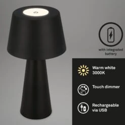 LED-Tischlampe Kihi Mit Aufladbarem Akku, Schwarz -Beleuchtung Rabatte 10015111 4