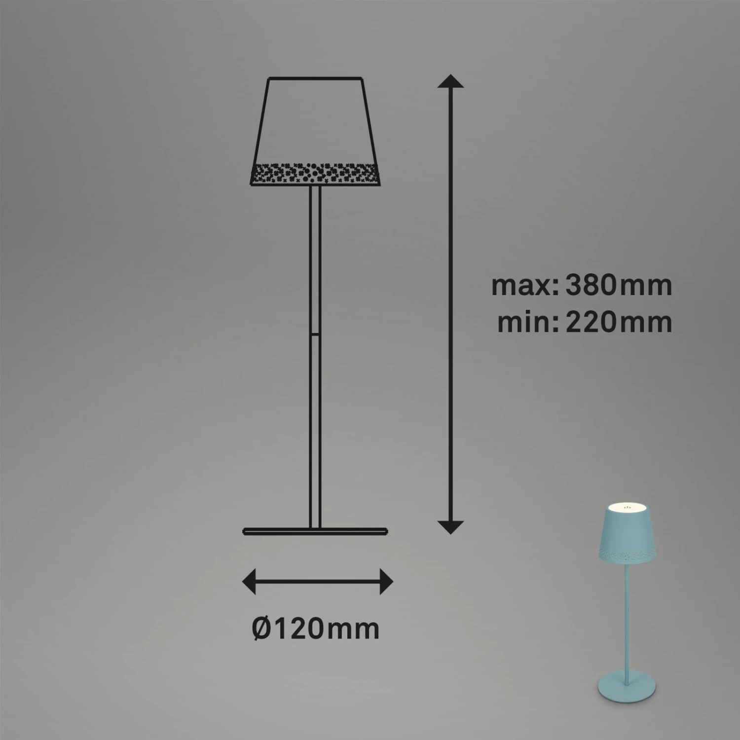 LED-Tischleuchte Kiki Mit Akku 3.000K, Taubenblau 4 LED-Tischleuchte Kiki Mit Akku 3.000K, Taubenblau – Bild 2