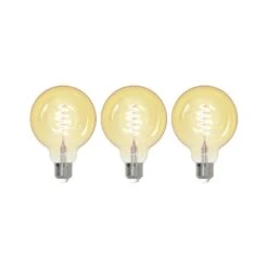 Prios LED-Globe E27 G95 4,9W WLAN Klar Amber, 3er