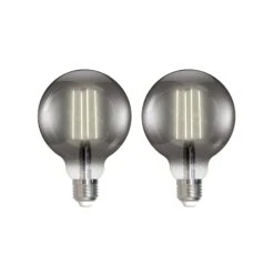 Prios LED-E27-Globe Rauchgrau 4,9W WLAN, 2er-Set