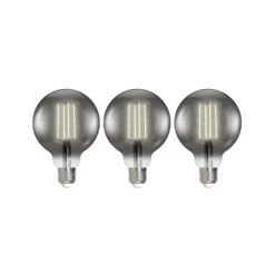 Prios LED-E27-Globe Rauchgrau 4,9W WLAN, 3er-Set
