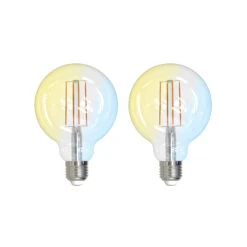 Prios LED-Filamentlampe E27 G95 7W WLAN Klar 2er