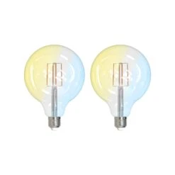 Prios LED-Filamentlampe E27 G125 7W WLAN Klar 2er
