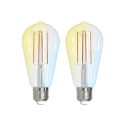 Prios LED-Filamentlampe E27 ST64 7W WLAN Klar 2er