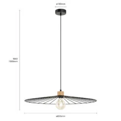 Envostar Yahel Hängelampe, Eiche/schwarz, Ø 65cm -Beleuchtung Rabatte 1573276 6