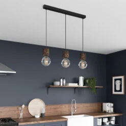 Envostar Terra Hängelampe Kiefer Dunkel 3fl Eckig -Beleuchtung Rabatte 1573310 2