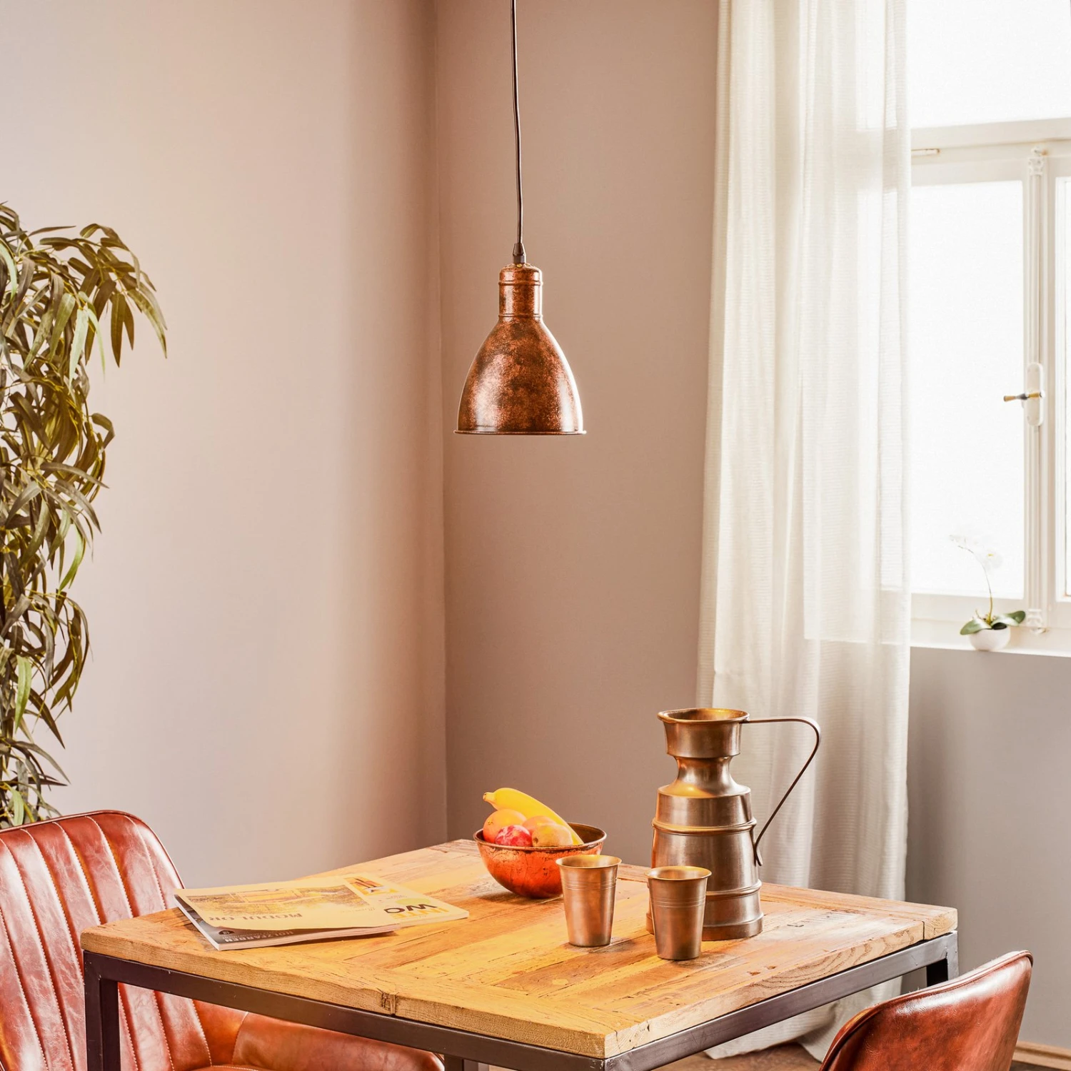 EGLO Vintage-Pendelleuchte Priddy 1 1flg., Kupfer Antik 4 EGLO Vintage-Pendelleuchte Priddy 1 1flg., Kupfer Antik – Bild 2