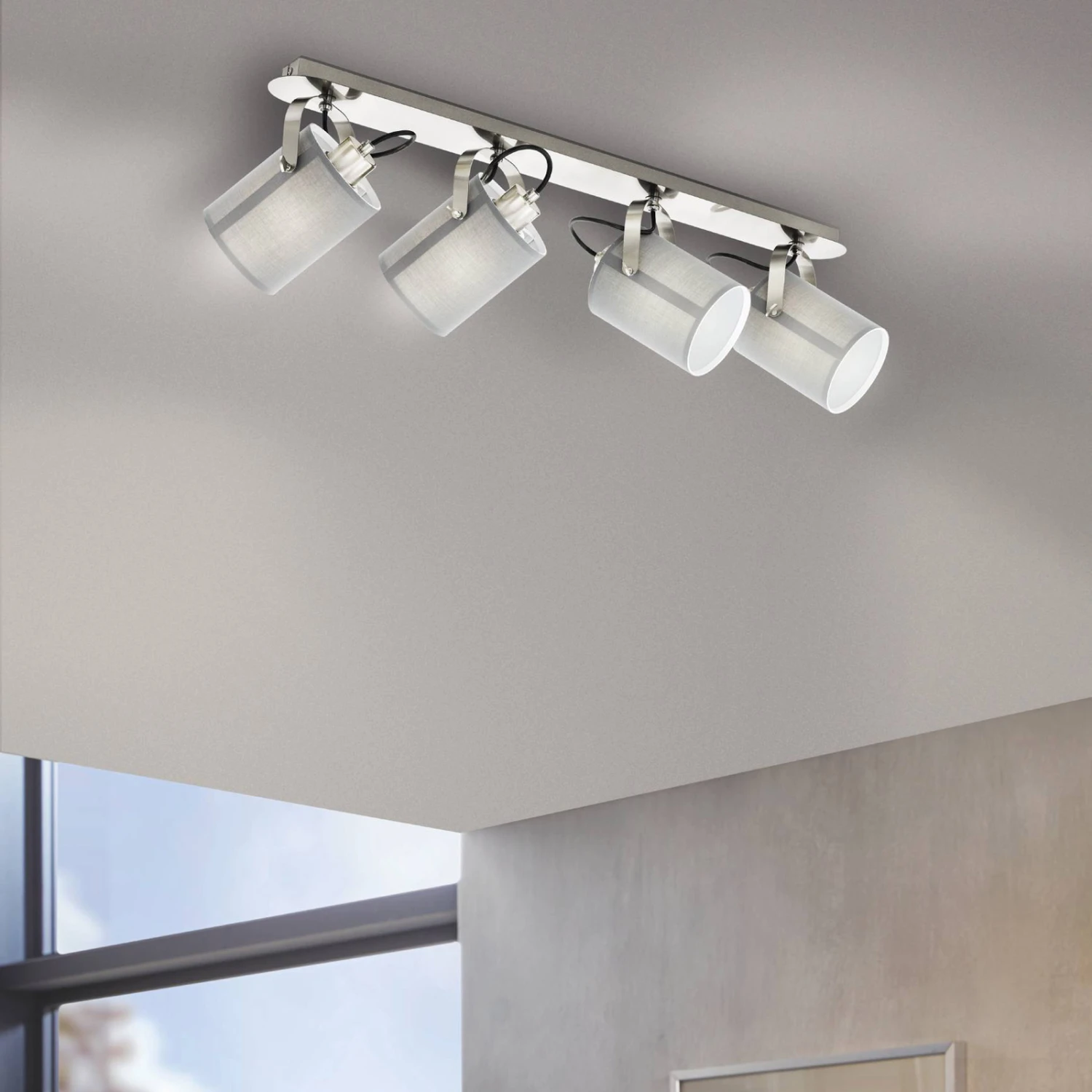 EGLO Deckenlampe Villabate Mit 4 Textilschirmen In Grau 4 EGLO Deckenlampe Villabate Mit 4 Textilschirmen In Grau – Bild 2