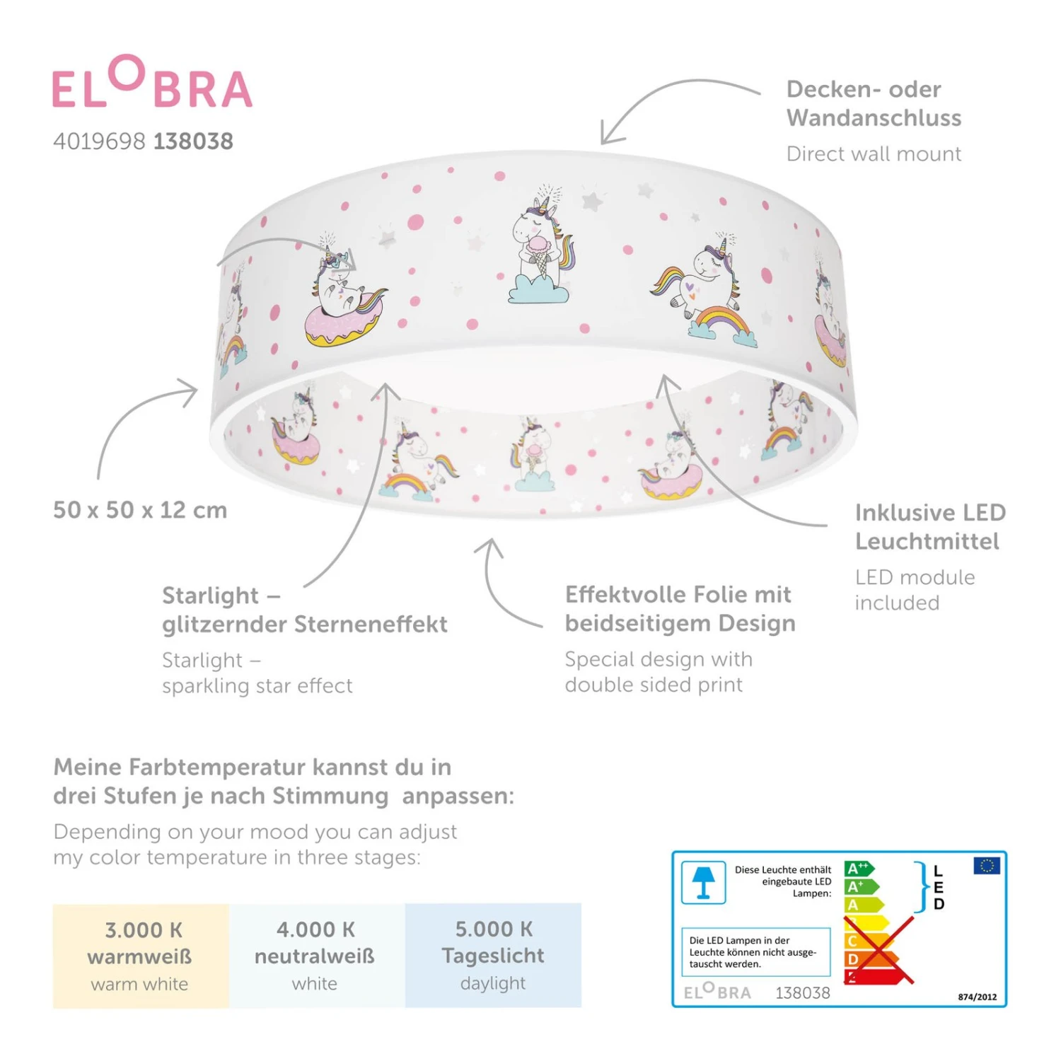 LED-Deckenleuchte Einhorn Babsy Starlight 5 LED-Deckenleuchte Einhorn Babsy Starlight – Bild 3