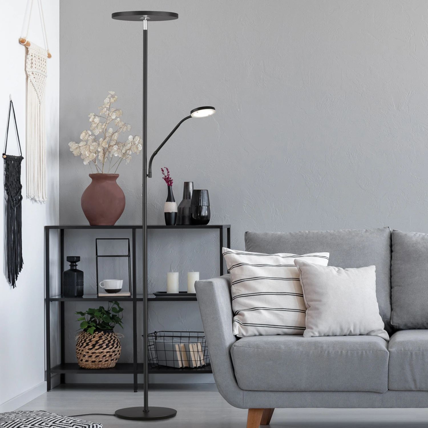 LED-Stehleuchte Fabi Mit Leselampe, Schwarz Matt 4 LED-Stehleuchte Fabi Mit Leselampe, Schwarz Matt – Bild 2