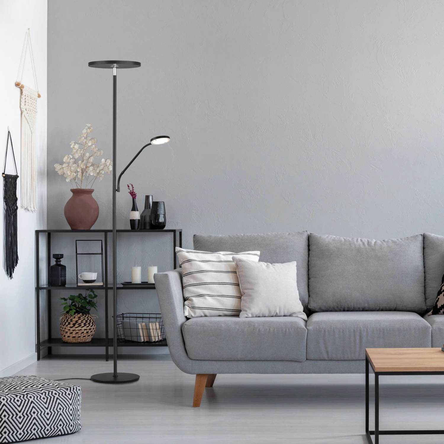 LED-Stehleuchte Fabi Mit Leselampe, Schwarz Matt 9 LED-Stehleuchte Fabi Mit Leselampe, Schwarz Matt – Bild 7