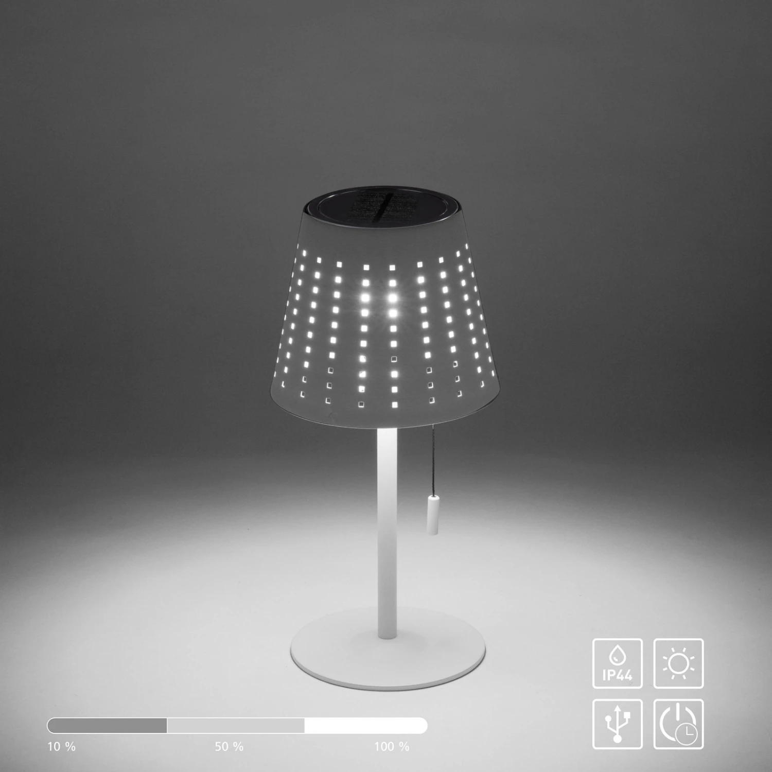 LED-Tischlampe Mandy USB-Anschluss, Solar, Weiß 9 LED-Tischlampe Mandy USB-Anschluss, Solar, Weiß – Bild 7