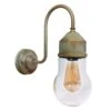 Wandlampe 1950N Messing Antik, Glas Gewölbt, Klar