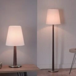 Lucande Elif Tischlampe Weiß, Konisch Eiche Dunkel -Beleuchtung Rabatte 6722605 7