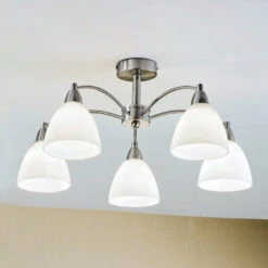 Deckenleuchte Kinga, Nickel, 5-flammig