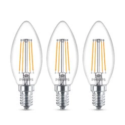 Philips LED-Kerzenlampe E14 B35 4,3W Klar 3er-Pack