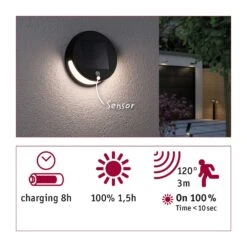 Paulmann LED-Solar-Wandlampe Helena Mit Sensor -Beleuchtung Rabatte 7602144 7