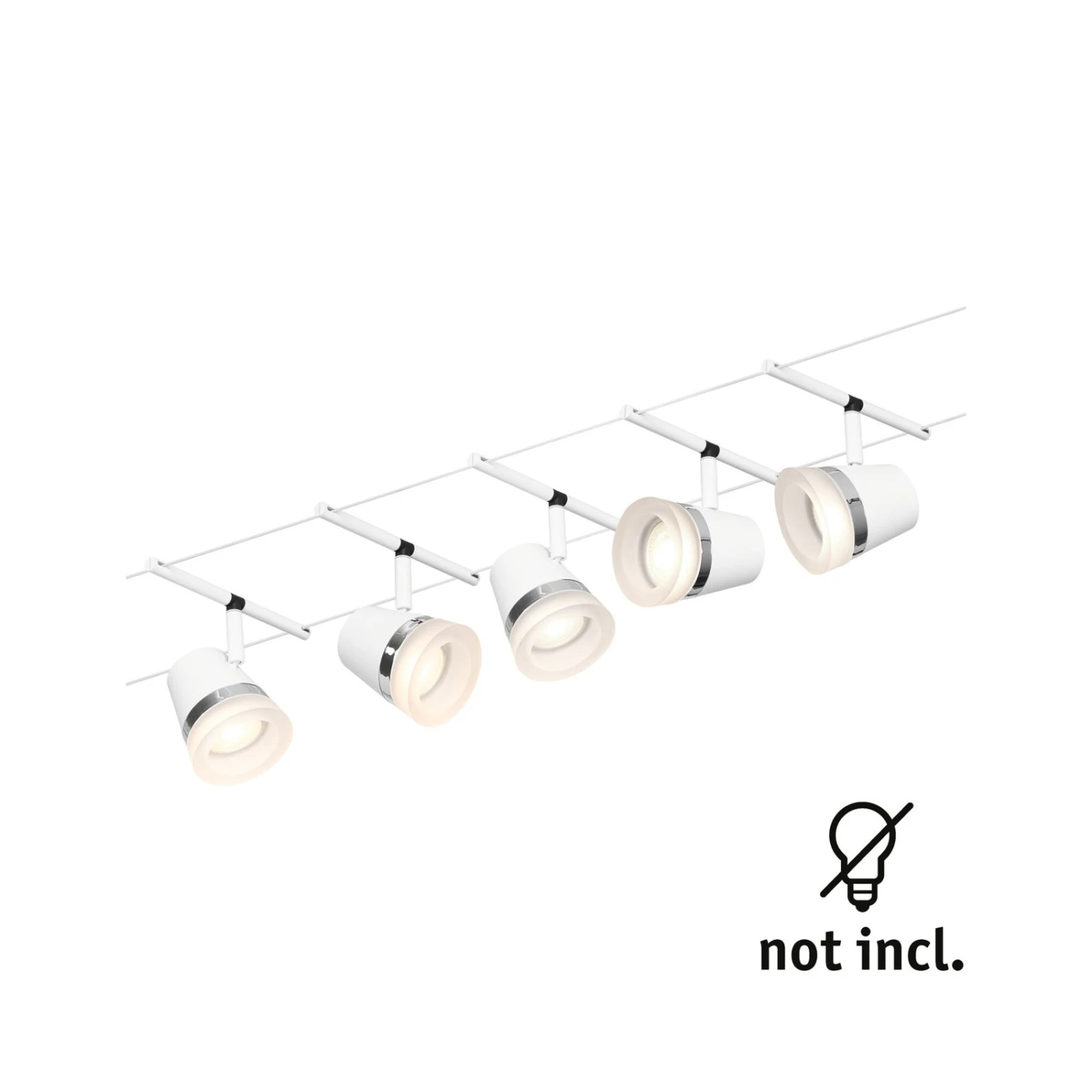 Paulmann Cone Seilsystem Basisset 5fl. Weiß Matt 4 Paulmann Cone Seilsystem Basisset 5fl. Weiß Matt – Bild 2