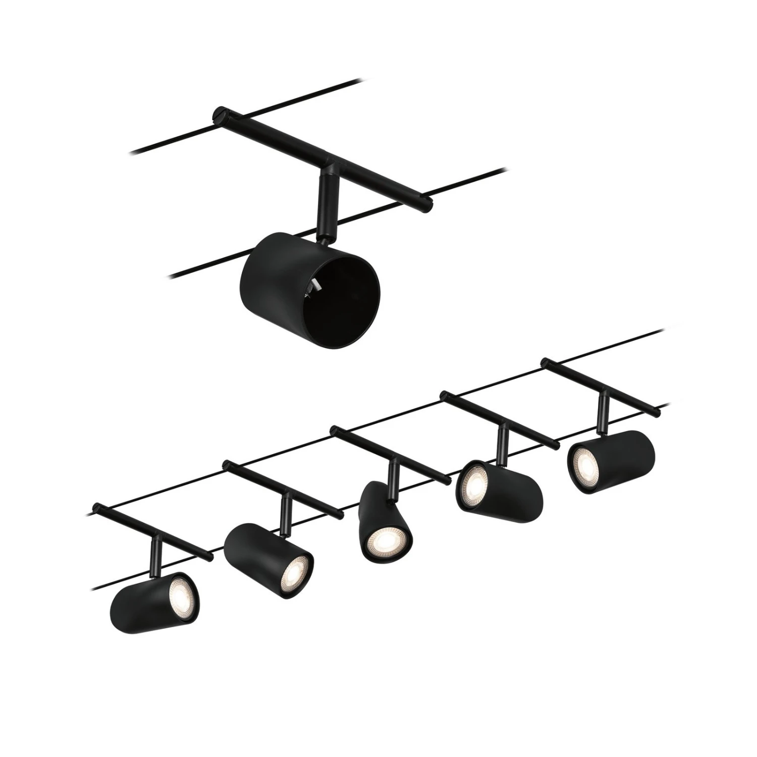 Paulmann Cup Seilsystem Basisset 5fl. Schwarz Matt 3 Paulmann Cup Seilsystem Basisset 5fl. Schwarz Matt