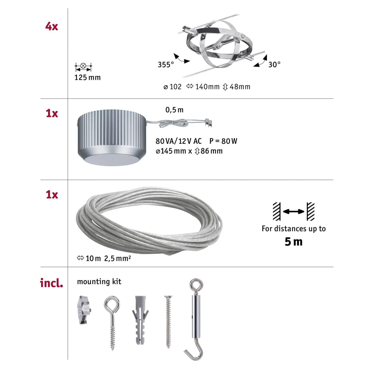 Paulmann Cardan Seilsystem 4fl. Chrom Matt/chrom 10 Paulmann Cardan Seilsystem 4fl. Chrom Matt/chrom – Bild 8