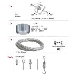 Paulmann Wire Mac II Seilsystem 7fl. Chrom -Beleuchtung Rabatte 7602921 5
