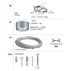 Paulmann Cardan Seilsystem 8fl. Chrom Matt/chrom 13 Paulmann Cardan Seilsystem 8fl. Chrom Matt/chrom -Beleuchtung Rabatte 7602922 5