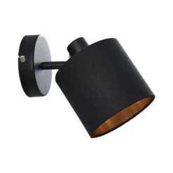 Stoff-Wandleuchte Vasilia In Schwarz-Gold, 1-fl. -Beleuchtung Rabatte 8032155 2