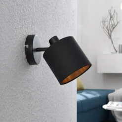 Stoff-Wandleuchte Vasilia In Schwarz-Gold, 1-fl. -Beleuchtung Rabatte 8032155 3