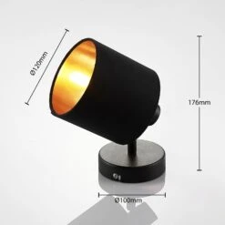 Stoff-Wandleuchte Vasilia In Schwarz-Gold, 1-fl. -Beleuchtung Rabatte 8032155 4