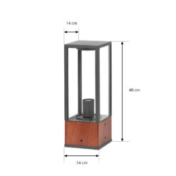 Lindby Jerik Sockelleuchte Mit Teakholz U. Glas -Beleuchtung Rabatte 8032651 3
