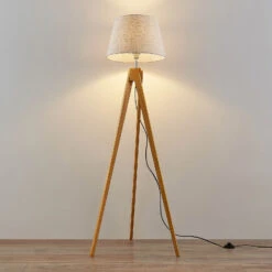 Lindby Delara Tripod-Stehleuchte Mit Stoffschirm -Beleuchtung Rabatte 8032660 6