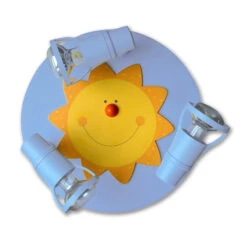 Lustige Deckenleuchte SONNE In Hellblau 3-fl.