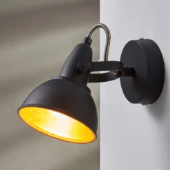 Wandleuchte Julin, Vintage-Look, Schwarz-gold -Beleuchtung Rabatte 9620726 2