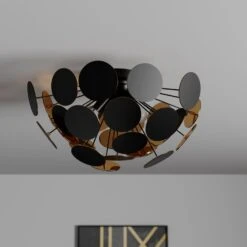 Schwarz-goldene Deckenlampe Kinan -Beleuchtung Rabatte 9621167 2