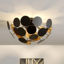 Schwarz-goldene Deckenlampe Kinan