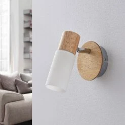 Holzspot Christoph Mit Weißem Schirm -Beleuchtung Rabatte 9621823 2