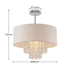 Lindby Estera Deckenleuchte Mit Behang, Weiß -Beleuchtung Rabatte 9626840 3