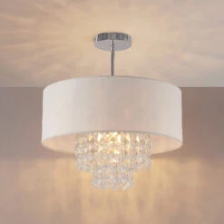 Lindby Estera Deckenleuchte Mit Behang, Weiß -Beleuchtung Rabatte 9626840 4