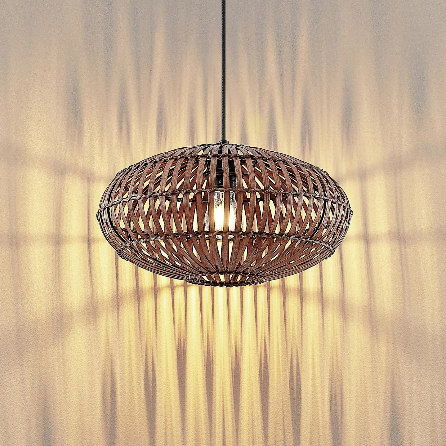 Lindby Majeora Hängeleuchte, Bambus, Dunkelbraun 7 Lindby Majeora Hängeleuchte, Bambus, Dunkelbraun – Bild 5