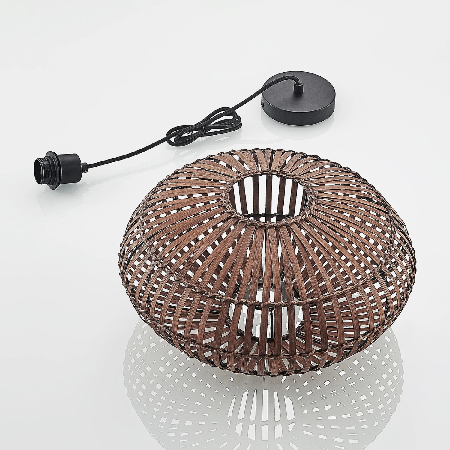 Lindby Majeora Hängeleuchte, Bambus, Dunkelbraun 10 Lindby Majeora Hängeleuchte, Bambus, Dunkelbraun – Bild 8