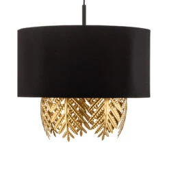 Lucande Malviras Stoff-Hängelampe, Blattdeko 2-fl. 15 Lucande Malviras Stoff-Hängelampe, Blattdeko 2-fl. -Beleuchtung Rabatte 9639656 4