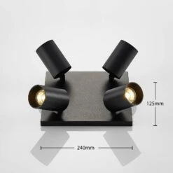 Arcchio Brinja Strahler, Eckig, Schwarz-gold 4-fl. -Beleuchtung Rabatte 9928020 4