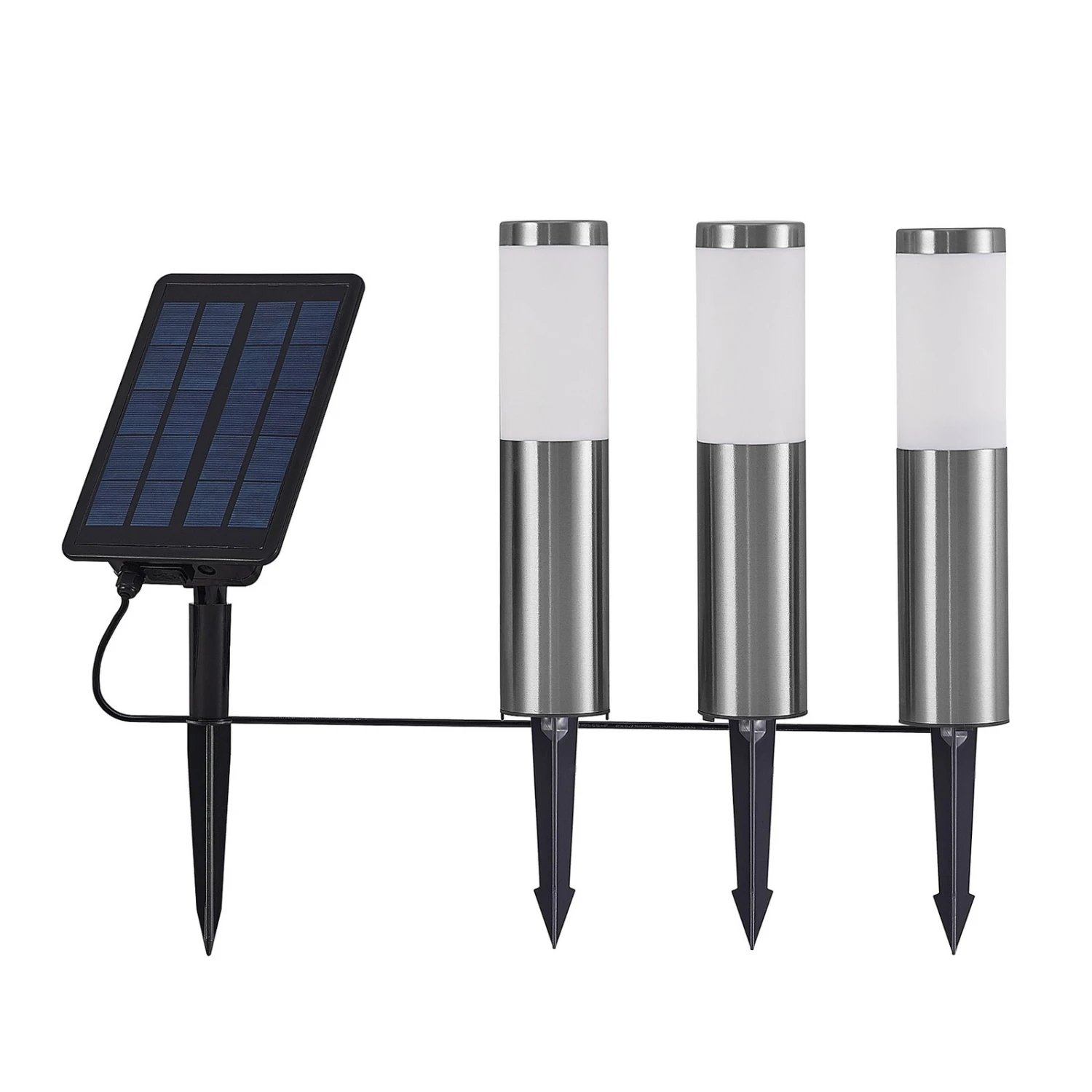 Lindby Lexiane LED-Solarlampen, 3er-Set, Edelstahl 5 Lindby Lexiane LED-Solarlampen, 3er-Set, Edelstahl – Bild 3